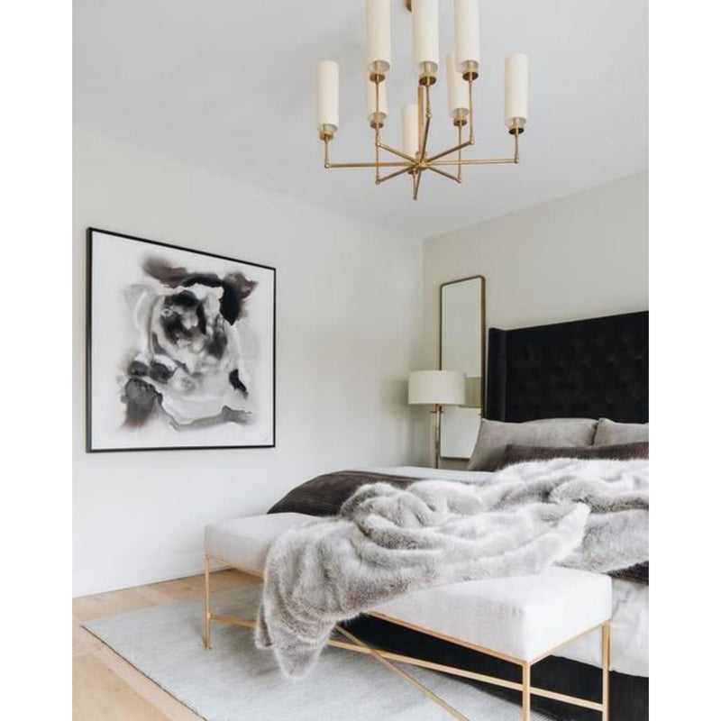 Thomas O'Brien Ziyi Large Chandelier in Bronze with Natural Paper Shades