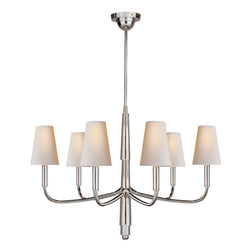 Thomas O'Brien Farlane Small Chandelier in Polished Silver with Natural Paper Shades