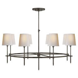 Thomas O'Brien Bryant Large Ring Chandelier in Bronze with Natural Paper Shades