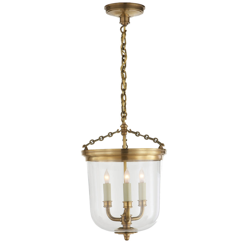 Thomas O'Brien Merchant Lantern in Hand-Rubbed Antique Brass with Clear Glass