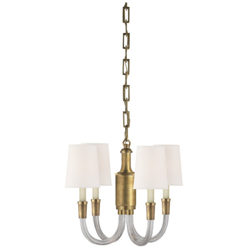 Thomas O'Brien Vivian Mini Chandelier in Hand-Rubbed Antique Brass with Natural Paper Shades