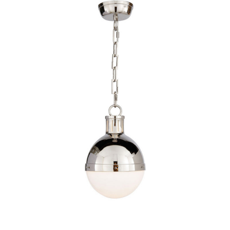 Thomas O'Brien Hicks Small Pendant in Polished Nickel with White Glass