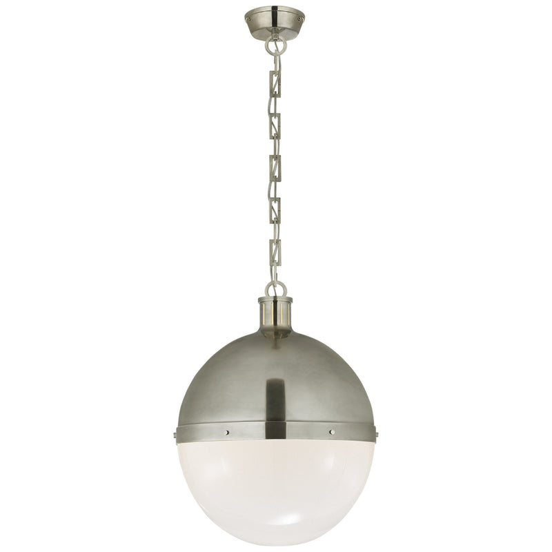 Thomas O'Brien Hicks Extra Large Pendant in Antique Nickel with White Glass