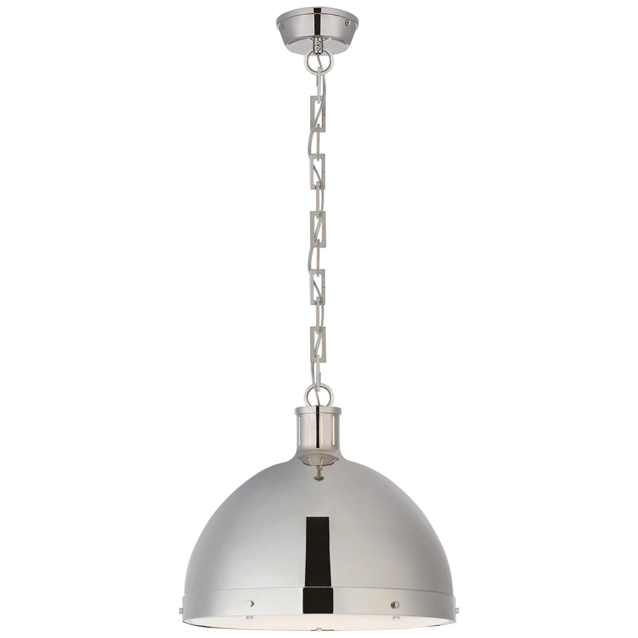 Thomas O'Brien Hicks Extra Large Pendant in Polished Nickel with Acrylic Diffuser