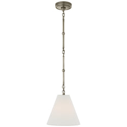 Thomas O'Brien Goodman Petite Hanging Shade in Antique Nickel with Linen Shade
