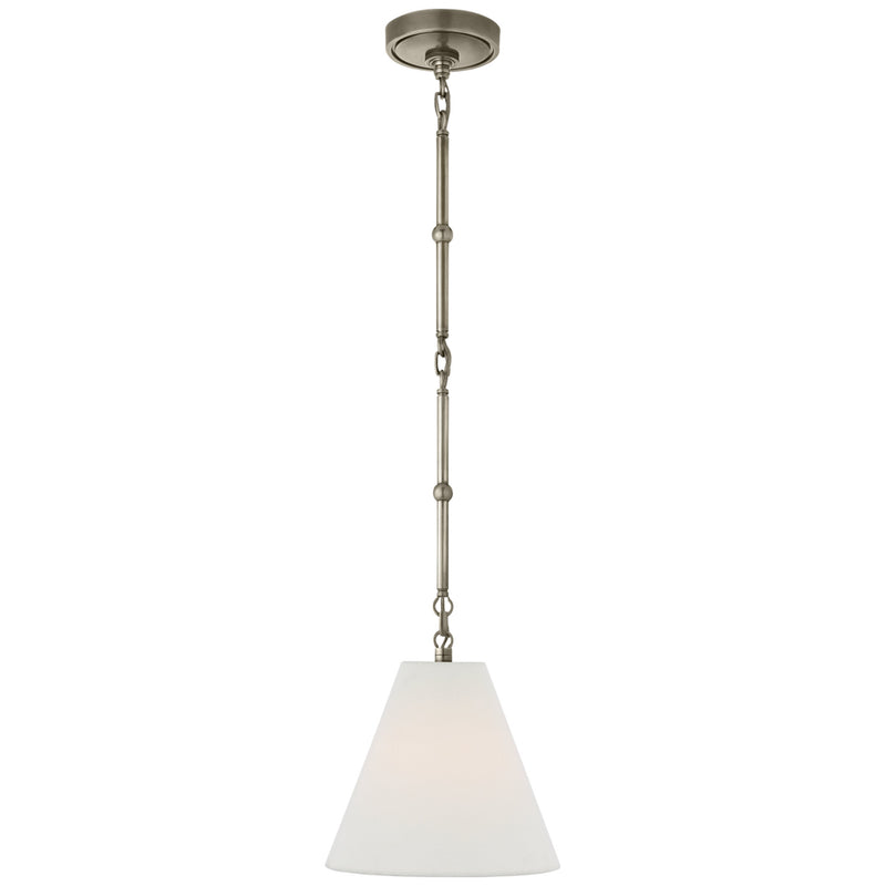Thomas O'Brien Goodman Petite Hanging Shade in Antique Nickel with Linen Shade