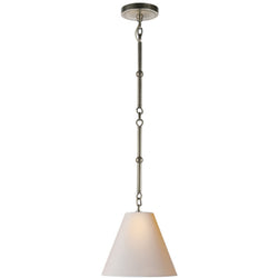 Thomas O'Brien Goodman Petite Hanging Shade in Antique Nickel with Natural Paper Shade