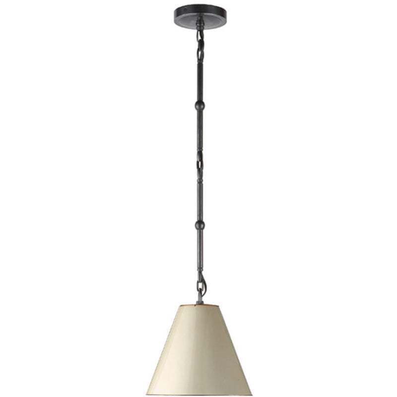 Thomas O'Brien Goodman Petite Hanging Shade in Bronze with Antique White Shade
