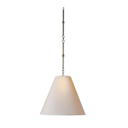 Thomas O'Brien Goodman Small Hanging Light in Antique Nickel with Natural Paper Shade