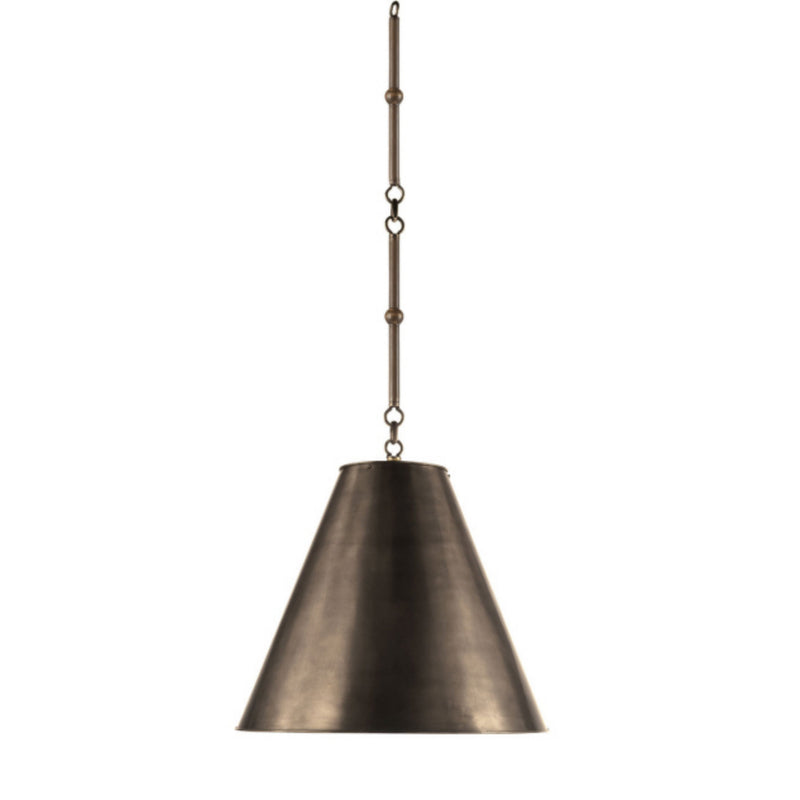 Thomas O'Brien Goodman Small Hanging Light in Bronze with Bronze Shade