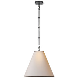 Thomas O'Brien Goodman Small Hanging Light in Bronze with Natural Paper Shade with Black Tape