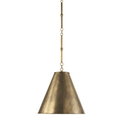 Thomas O'Brien Goodman Small Hanging Light in Hand-Rubbed Antique Brass with Hand-Rubbed Antique Brass Shade