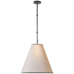 Thomas O'Brien Goodman Medium Hanging Light in Bronze with Natural Paper Shade with Black Tape