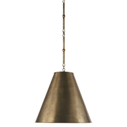 Thomas O'Brien Goodman Medium Hanging Light in Hand-Rubbed Antique Brass with Hand-Rubbed Antique Brass Shade