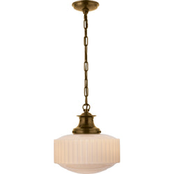 Thomas O'Brien Milton Road Flush Mount in Hand-Rubbed Antique Brass with White Glass