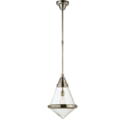 Thomas O'Brien Gale Small Pendant in Antique Nickel with Seeded Glass