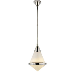 Thomas O'Brien Gale Small Pendant in Polished Nickel with White Glass