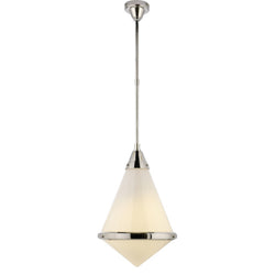Thomas O'Brien Gale Large Pendant in Polished Nickel with White Glass