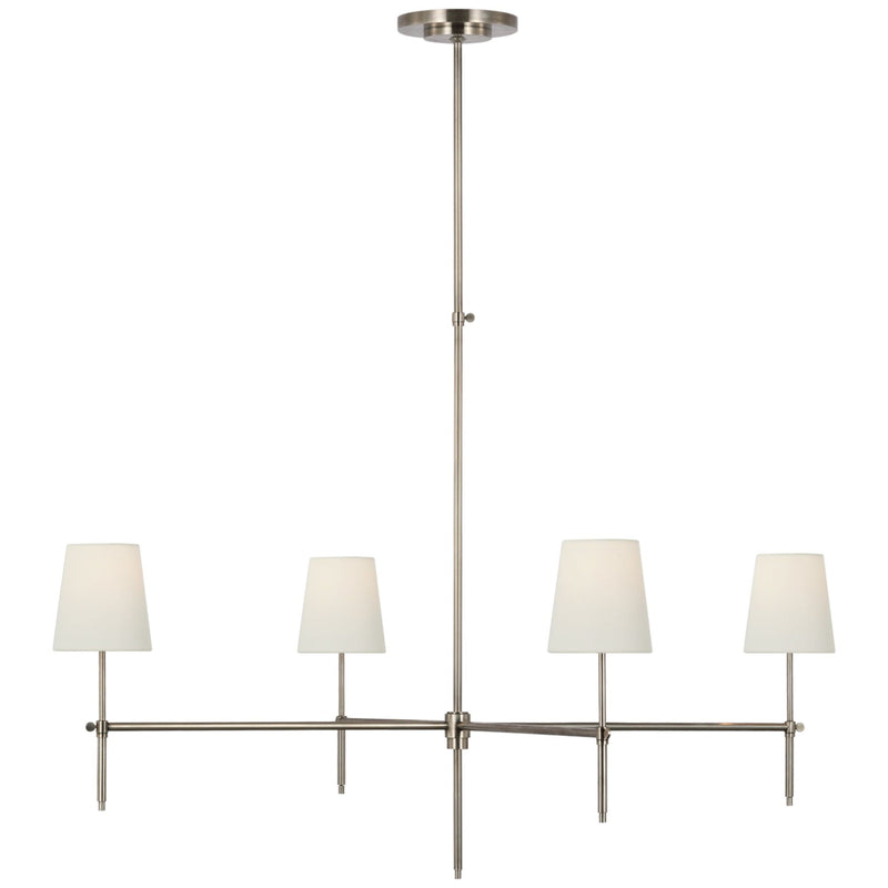 Thomas O'Brien Bryant Extra Large Chandelier in Antique Nickel with Linen Shades