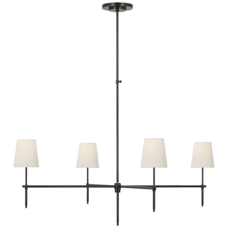 Thomas O'Brien Bryant Extra Large Chandelier in Bronze with Linen Shades