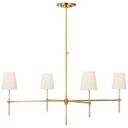 Thomas O'Brien Bryant Extra Large Chandelier in Hand-Rubbed Antique Brass with Linen Shades