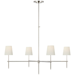 Thomas O'Brien Bryant Extra Large Chandelier in Polished Nickel with Linen Shades