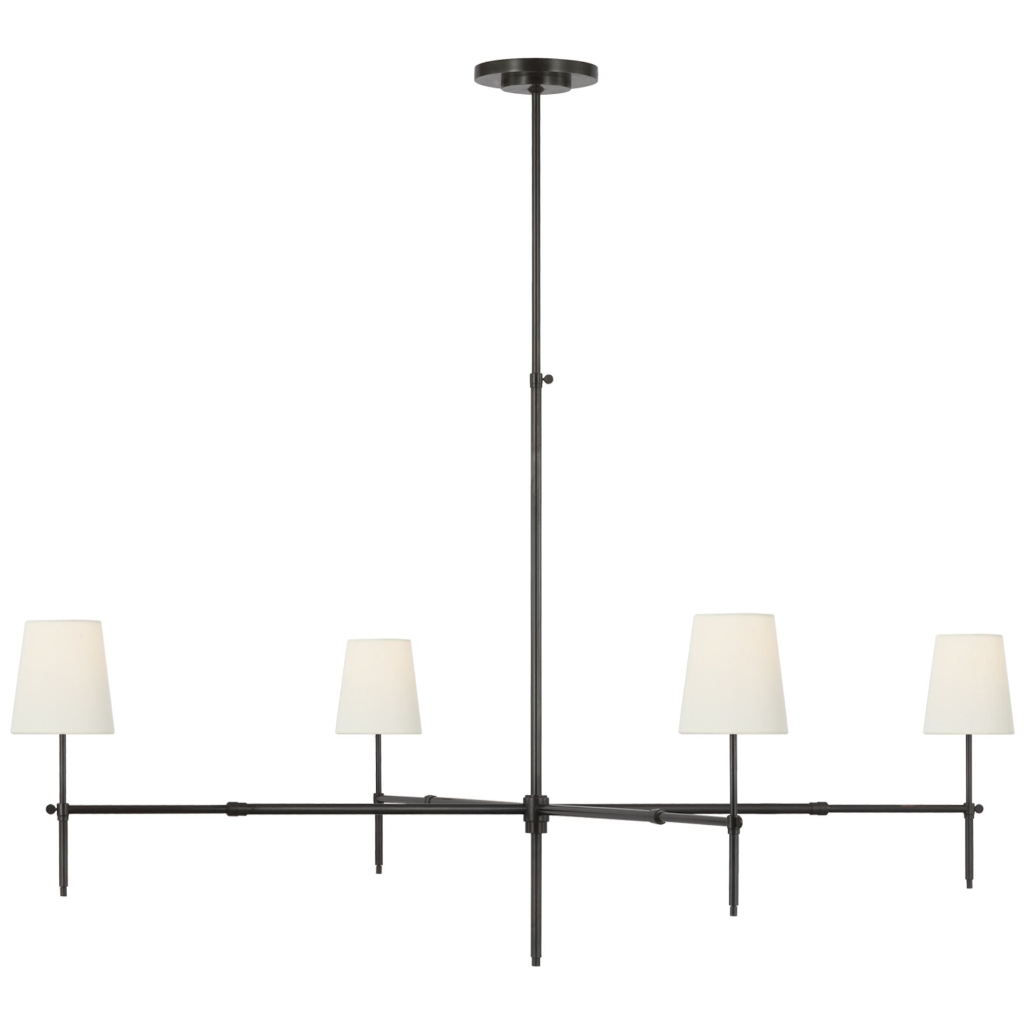 Thomas O'Brien Bryant Grande Chandelier in Bronze with Linen Shades Ceiling Light W60"
