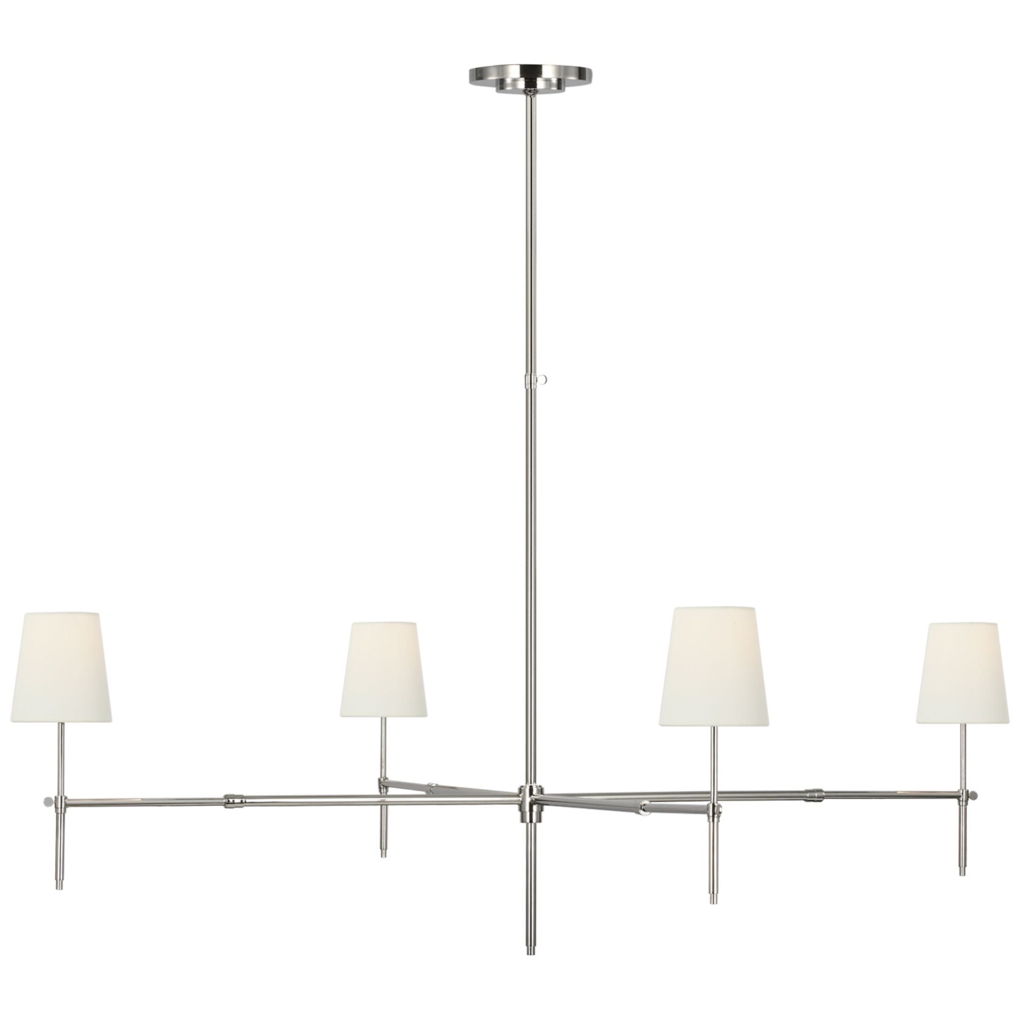 Thomas O'Brien Bryant Grande Chandelier in Polished Nickel with Linen Shades Ceiling Light W60"