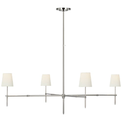 Thomas O'Brien Bryant Grande Chandelier in Polished Nickel with Linen Shades