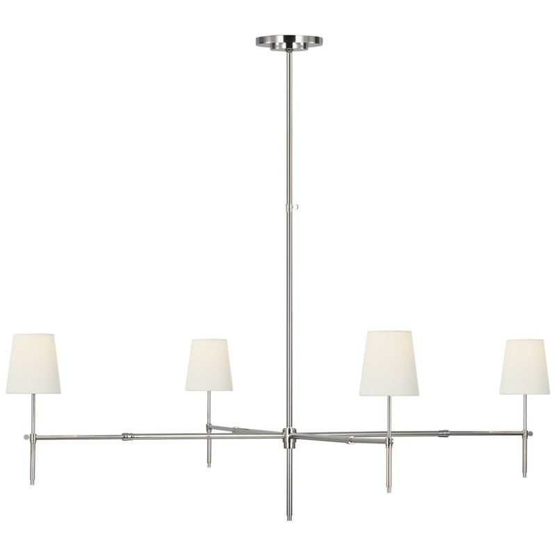 Thomas O'Brien Bryant Grande Chandelier in Polished Nickel with Linen Shades