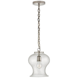 Thomas O'Brien Katie Bell Jar Pendant in Polished Nickel with Seeded Glass