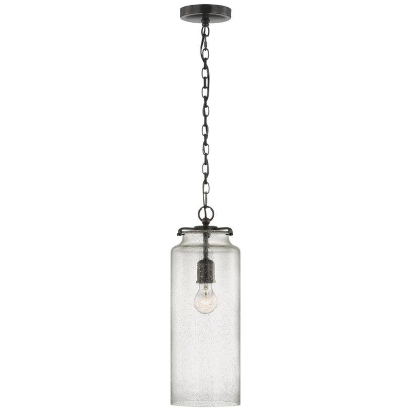 Thomas O'Brien Katie Large Cylinder Pendant in Bronze with Seeded Glass