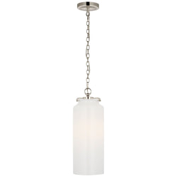 Thomas O'Brien Katie Large Cylinder Pendant in Polished Nickel with White Glass