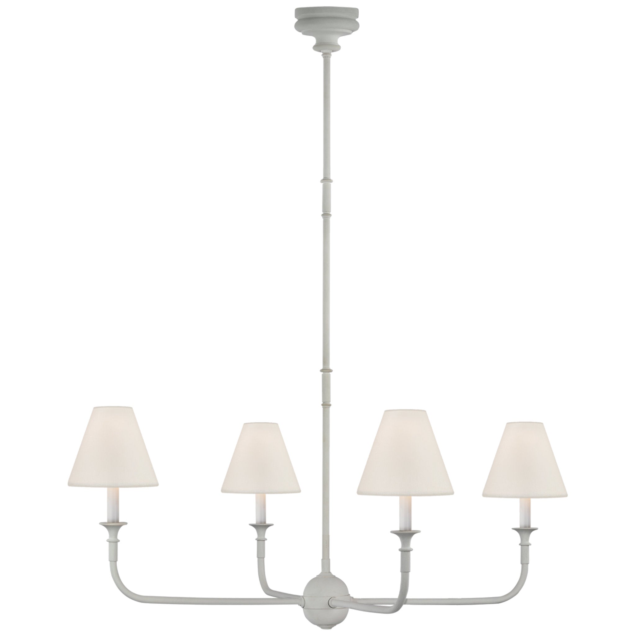 Thomas O'Brien Piaf Large Chandelier in Plaster White with Linen Shades