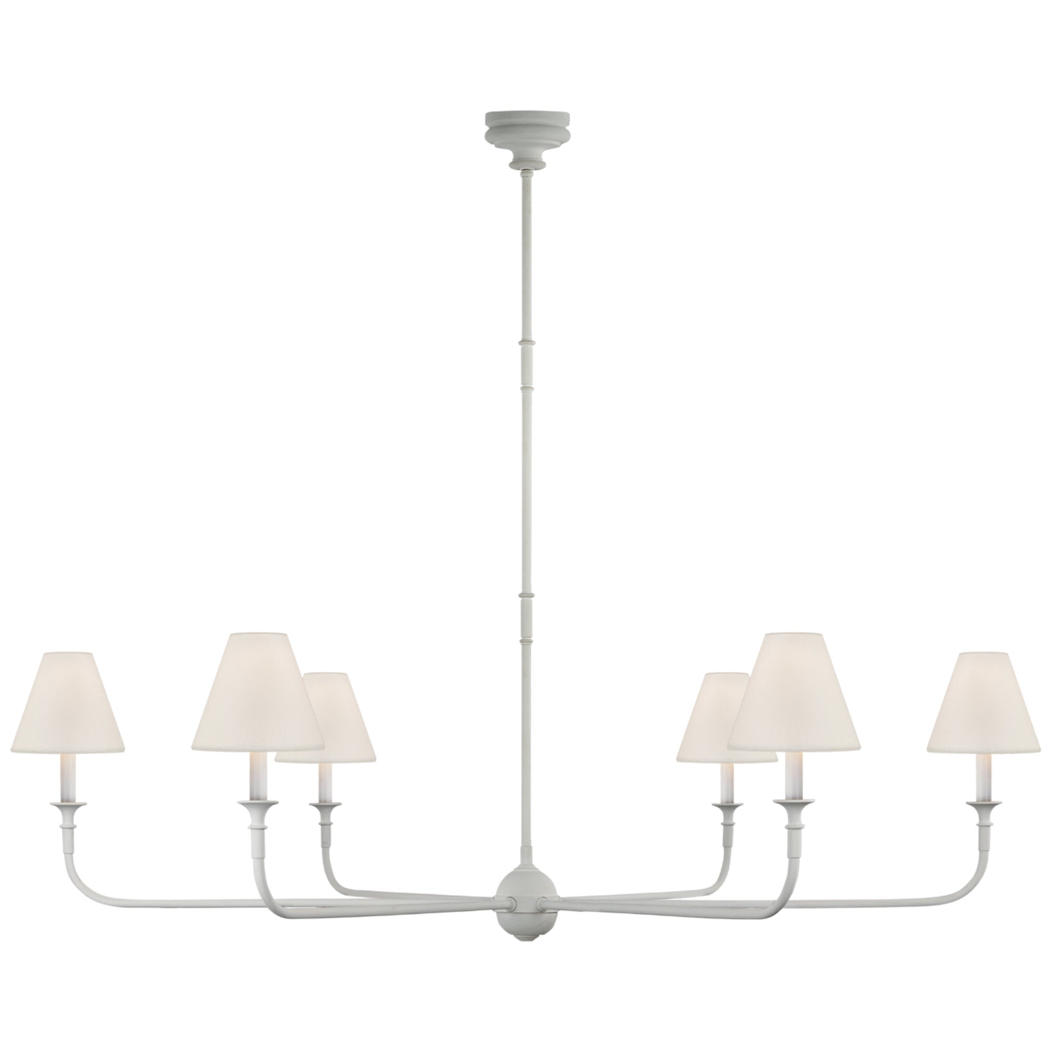Thomas O'Brien Piaf Grande Chandelier in Plaster White with Linen Shades Ceiling Light W58"