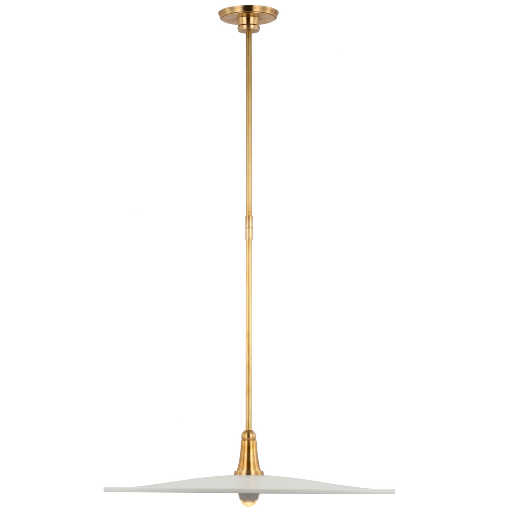 Thomas O'Brien Truesdell 24" Pendant in Hand-Rubbed Antique Brass with White Shade Ceiling Light W24"