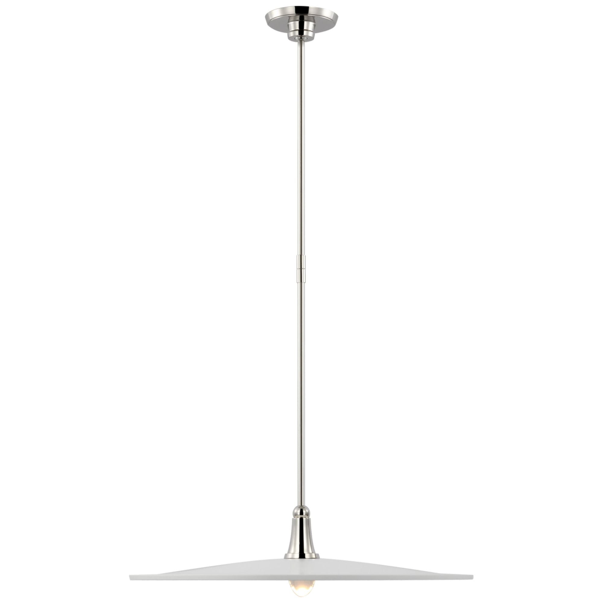 Thomas O'Brien Truesdell 24" Pendant in Polished Nickel with White Shade Ceiling Light W24"