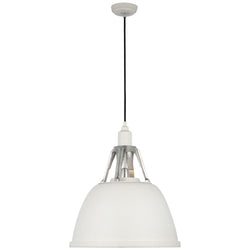Thomas O'Brien Gunner 18" Pendant in White and Polished Aluminum