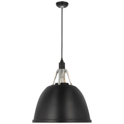 Thomas O'Brien Gunner 22" Pendant in Black and Polished Aluminum