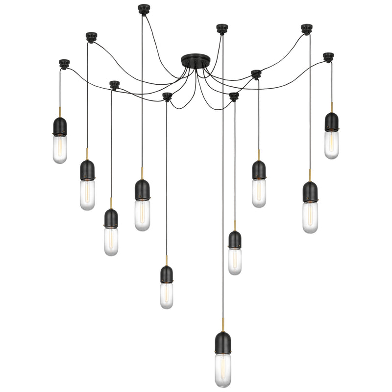 Thomas O'Brien Junio 10-Light Chandelier in Bronze and Brass with Clear Glass