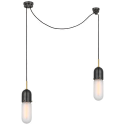 Thomas O'Brien Junio 2-Light Chandelier in Bronze and Brass with Frosted Glass