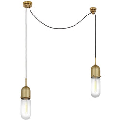 Thomas O'Brien Junio 2-Light Chandelier in Hand-Rubbed Antique Brass with Clear Glass