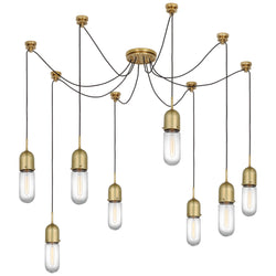 Thomas O'Brien Junio 8-Light Chandelier in Hand-Rubbed Antique Brass with Clear Glass