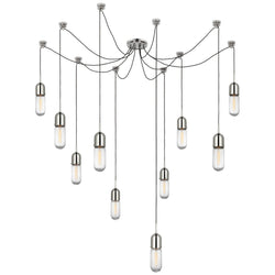 Thomas O'Brien Junio 10-Light Chandelier in Polished Nickel with Clear Glass