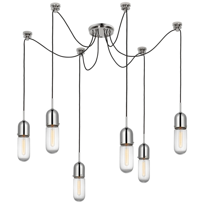 Thomas O'Brien Junio 6-Light Chandelier in Polished Nickel with Clear Glass