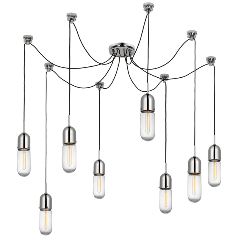 Thomas O'Brien Junio 8-Light Chandelier in Polished Nickel with Clear Glass