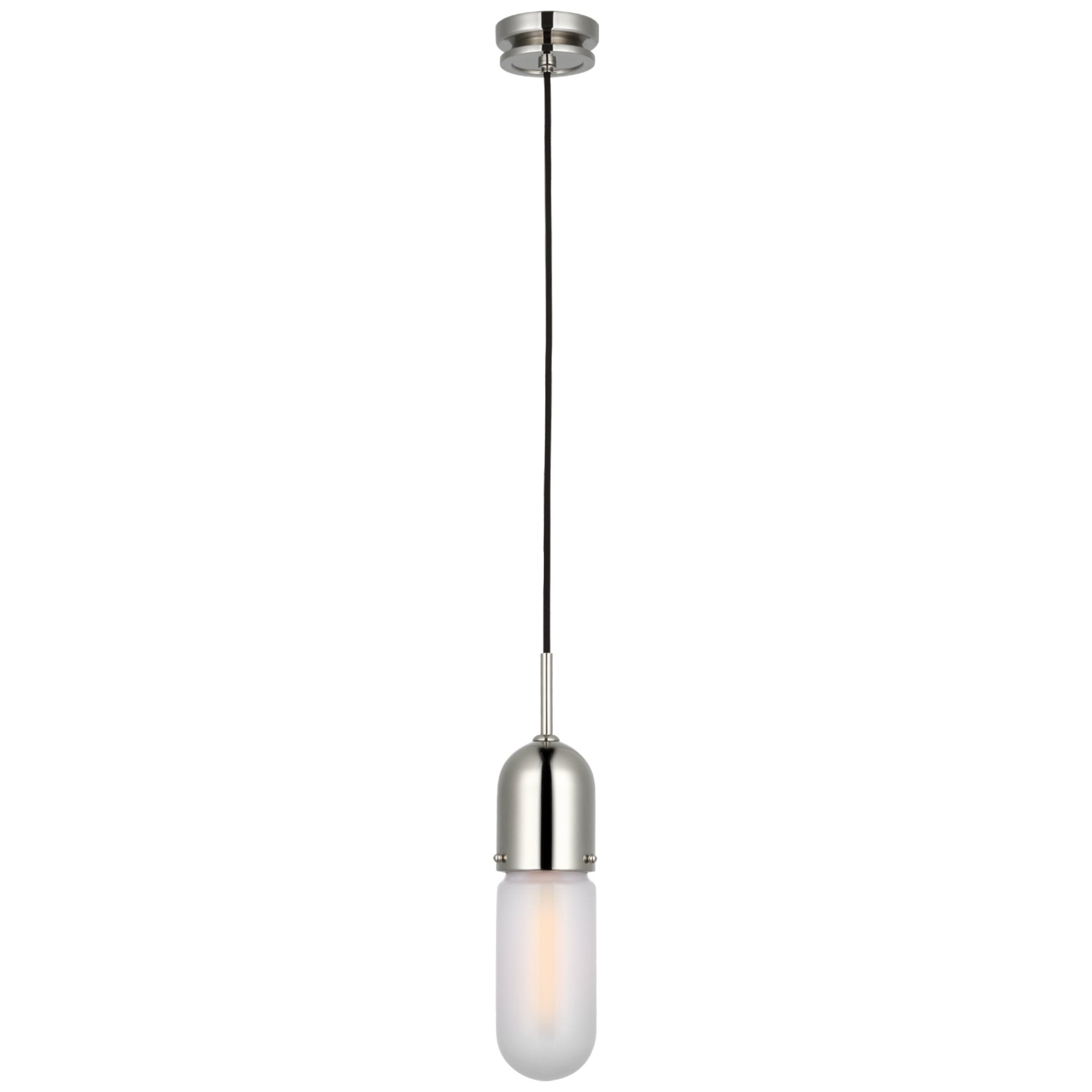 Thomas O'Brien Junio Single Light Pendant in Polished Nickel with Frosted Glass Ceiling Light W4"