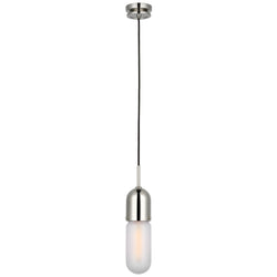 Thomas O'Brien Junio Single Light Pendant in Polished Nickel with Frosted Glass