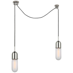 Thomas O'Brien Junio 2-Light Chandelier in Polished Nickel with Frosted Glass