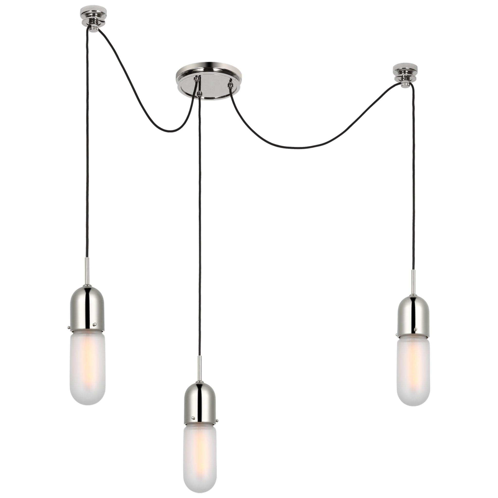 Thomas O'Brien Junio 3-Light Chandelier in Polished Nickel with Frosted Glass Ceiling Light W8.75" (Configurable)